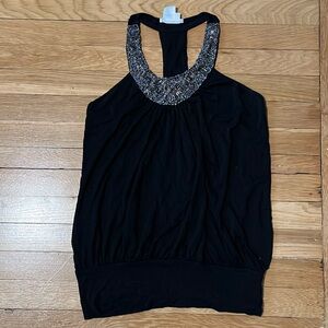 Black Beaded Halter Top
